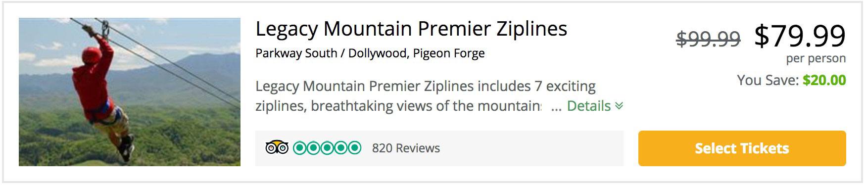 legacy mountain zipline coupon